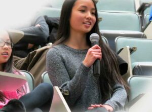 A student participating in the Brain Bee at Albany Medical Center