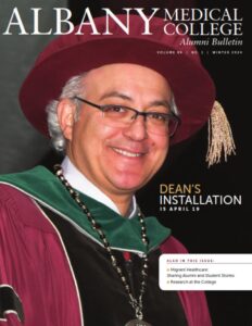 Dean Boulos on the alumni association bulletin cover winter 2024 edition