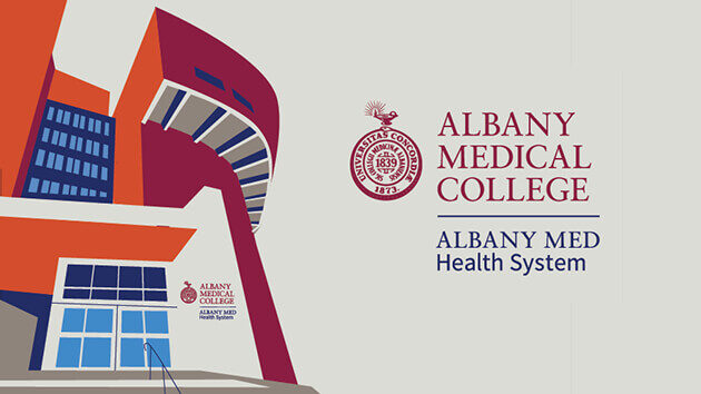 Stylized MS building entrance at Albany Medical College