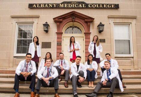 Albany Medical College Students on front steps